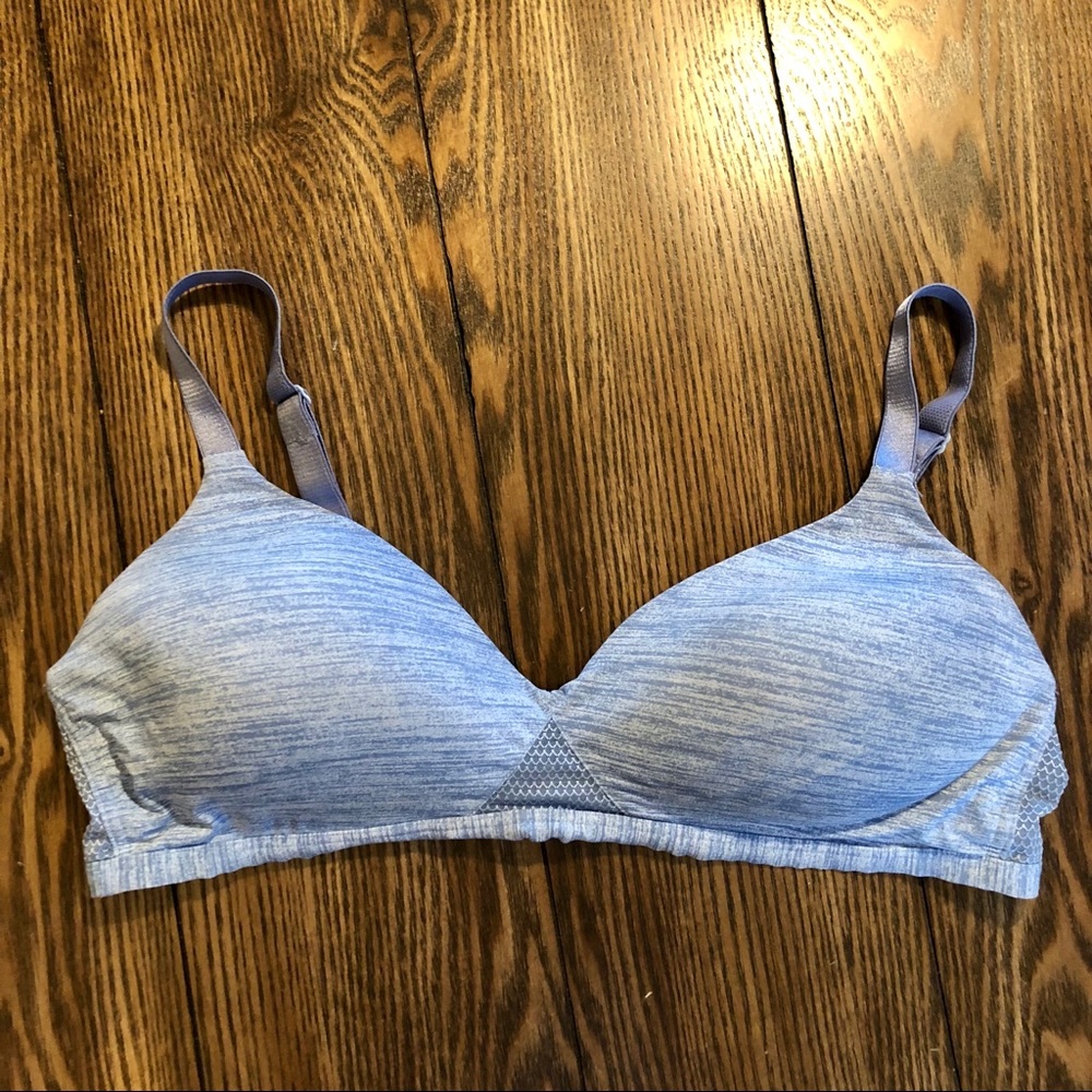 Seamless baby Blue Striped Adjustable bra Large